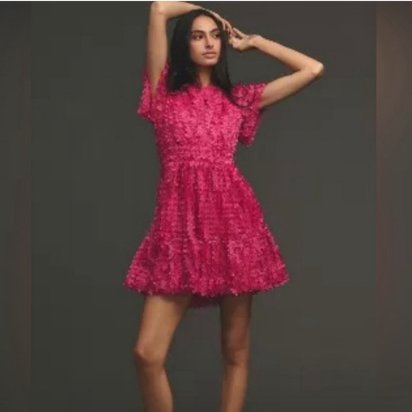 NWT Anthropologie Somerset Floral Appliqué Limited Edition Bright Pink Size M! - Picture 8 of 9